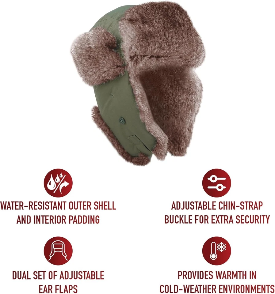 Sombrero volador de piel Rothco negro resistente al agua sombrero volador de piel sintética 9870 Foto 3 de 3