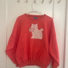 Vintage Pink Cat Sweatshirt 80s GrandmaCore Cottagecore Kidcore