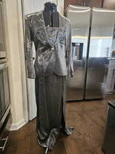 Vintage Grey Cachet Beaded Two Piece Long Dress 12