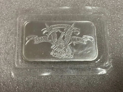 Older Style APMEX Eagle- 1 Troy Oz .999 Fine Silver Bar In Original Plastic