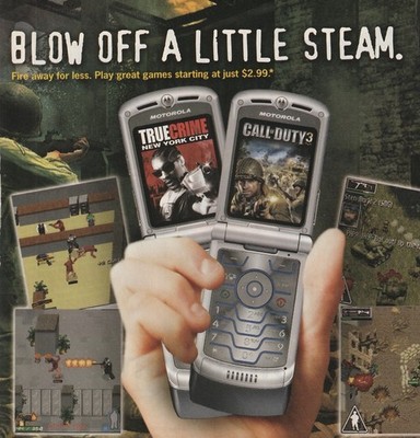 2007 True Crime Call Of Duty 3 Orig Print Ad 20x27cm Motorola Flip Phone EGM 218