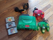 Nintendo 64 N64 Jungle Green Console, W/ expansion pack, 3 Games & 2 Controllers