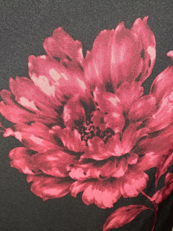 Vestido Vaina CONNECTED Talla 12 Negro Rojo Floral Manga 3/4 Tejido Elástico Foto 4 de 4