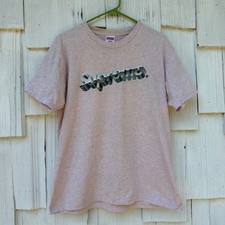 Supreme Chrome Logo Graphic T-Shirt Mens Medium Heather Pink Made in USA