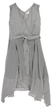 Bar III Womens Gingham Asymmetrical Plaid Polyester Dress in Gray Size M