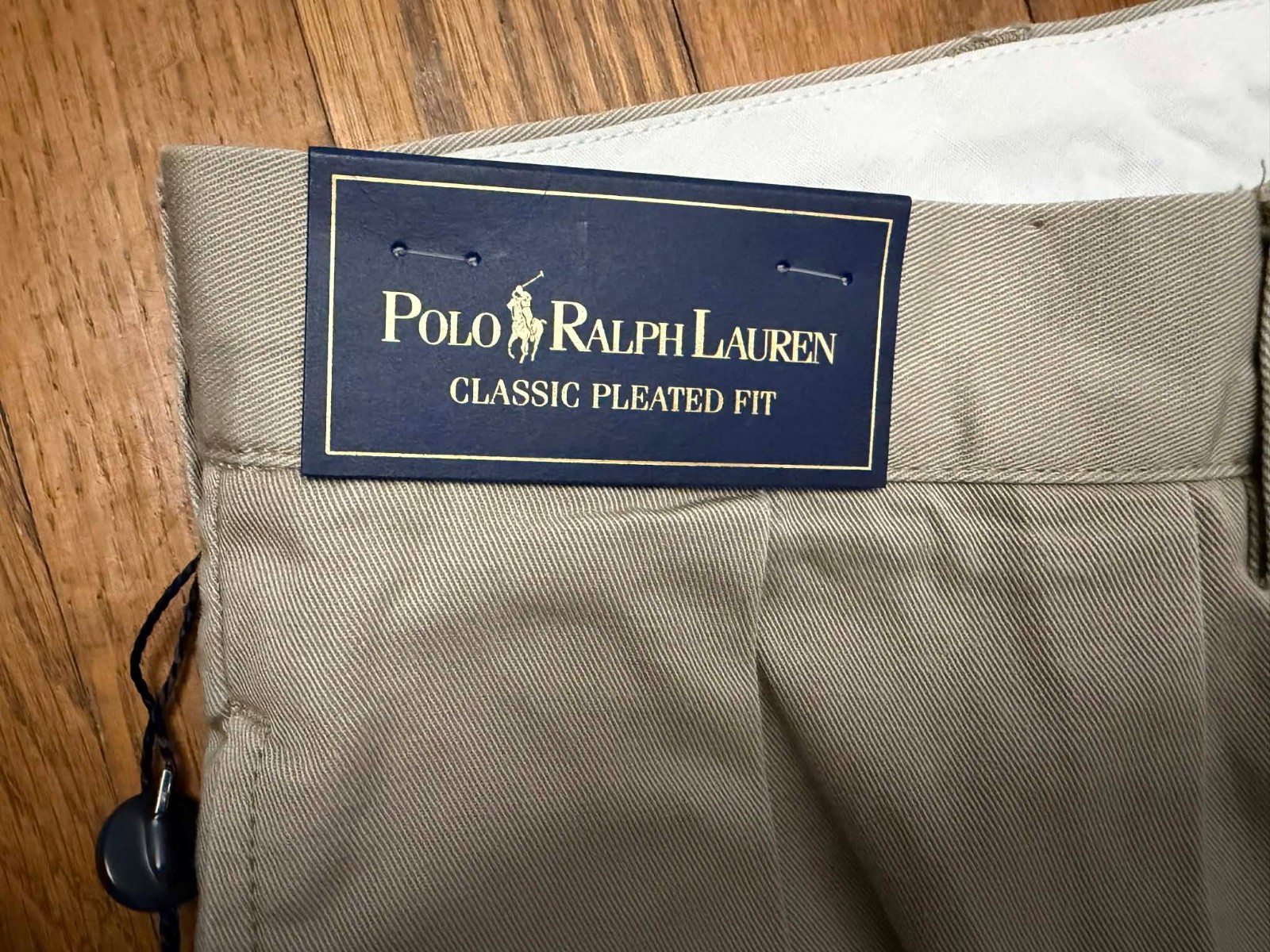 Polo Ralph Lauren Pants Mens 36x32 Beige Chinos Classic Pleated Fit Vintage thumbnail 3
