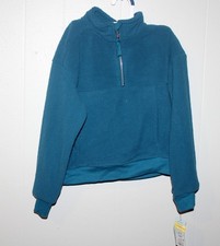 Girls' Cat Jack Dark Teal 1/4 Quarter Zip Sherpa Pullover Fleece Sweatshirt S