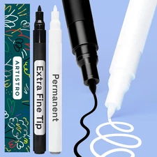 2 Black & White Permanent Marker - Waterproof Markers for Tire, Fabric, Rocks, G
