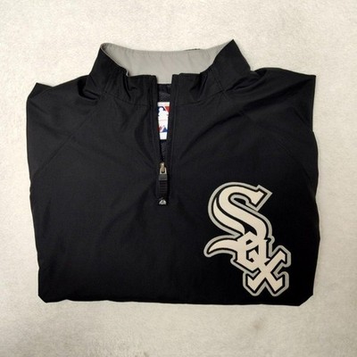 Chicago White Sox Jacket Mens XL Black MLB Baseball Majestic 1/4 Zip Windbreaker