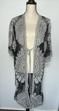 Ember Sheer Embroidered Kimono Duster Womens Medium NWT Boho Festival Whimsigoth