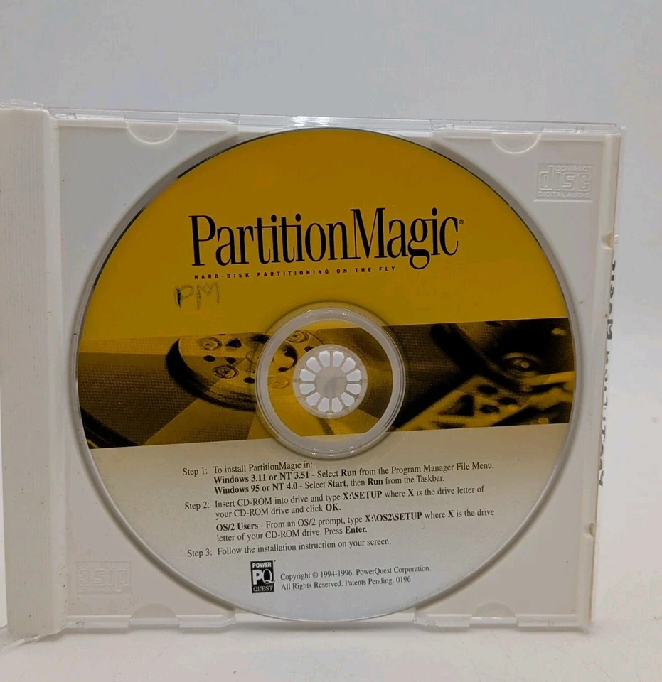 CD de software PQ Partition Magic Power Quest Windows 3.11 NT 95 OS\2 partición Foto 2 de 4
