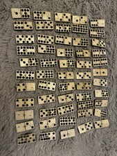 Vintage Ivory Ebony Dominoes Set Double 9 Pre 1950’s (100+ Years Old)