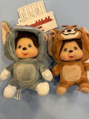 MONCHHICHI Tom and Jerry Plush stuffed Toy Doll Keychain mascot set Monchichi