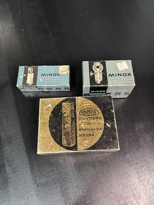 Vintage Minox Lot B 8x11mm Silver Camera with Exposure Meter and Accessories