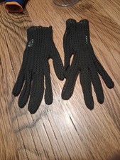 Vintage Ladies Lace Gloves By Hansen Black Size 7 Button Closure
