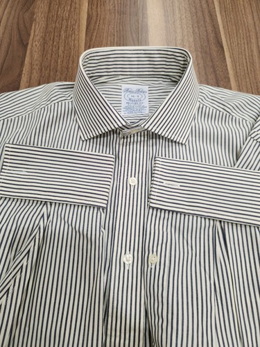 NWT Brooks Brothers Makers 16/33 Navy Stripe Shirt Made in USA