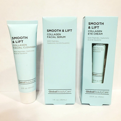 Global Beauty Care Smooth & Lift Collagen Skincare Set Cleanser Serum Eye Cream