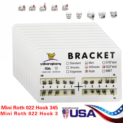 Dental Orthodontic Brackets Metal Braces Mini Roth 022 Hooks 3-4-5 OR