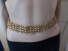 Vintage Hippy Boho Woven Glass Beads Fringe Tie Belt