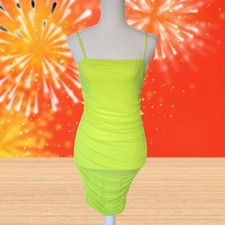 Forever 21 Women's Lime Green Bodycon Ruched Tank Dress S Small New NWT