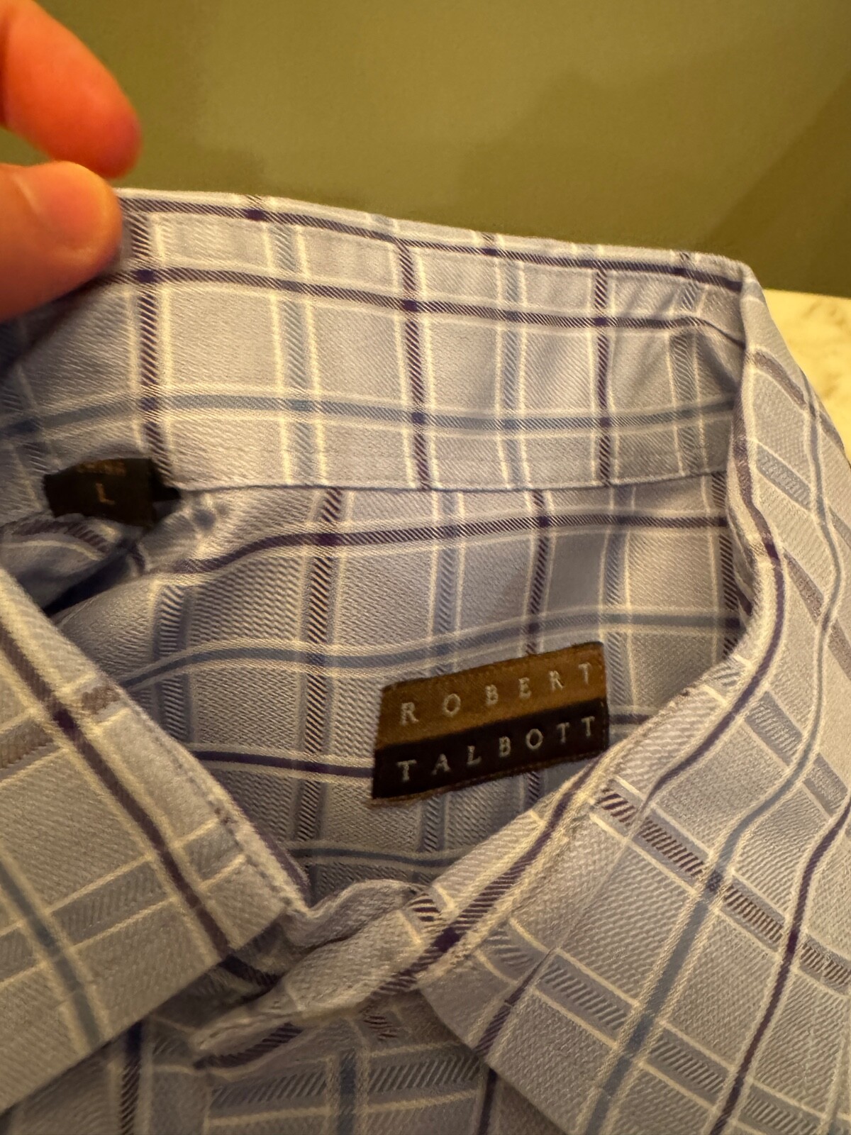 Robert Talbott Blue Plaid Pattern Shirt - Size L … - image 2