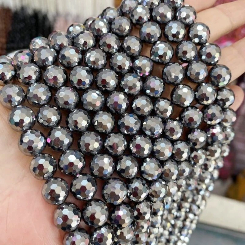 4/6/8/10/12mm Genuine Shining Natural Faceted Terahertz Beads for Jewelry Making - Image 3 of 3