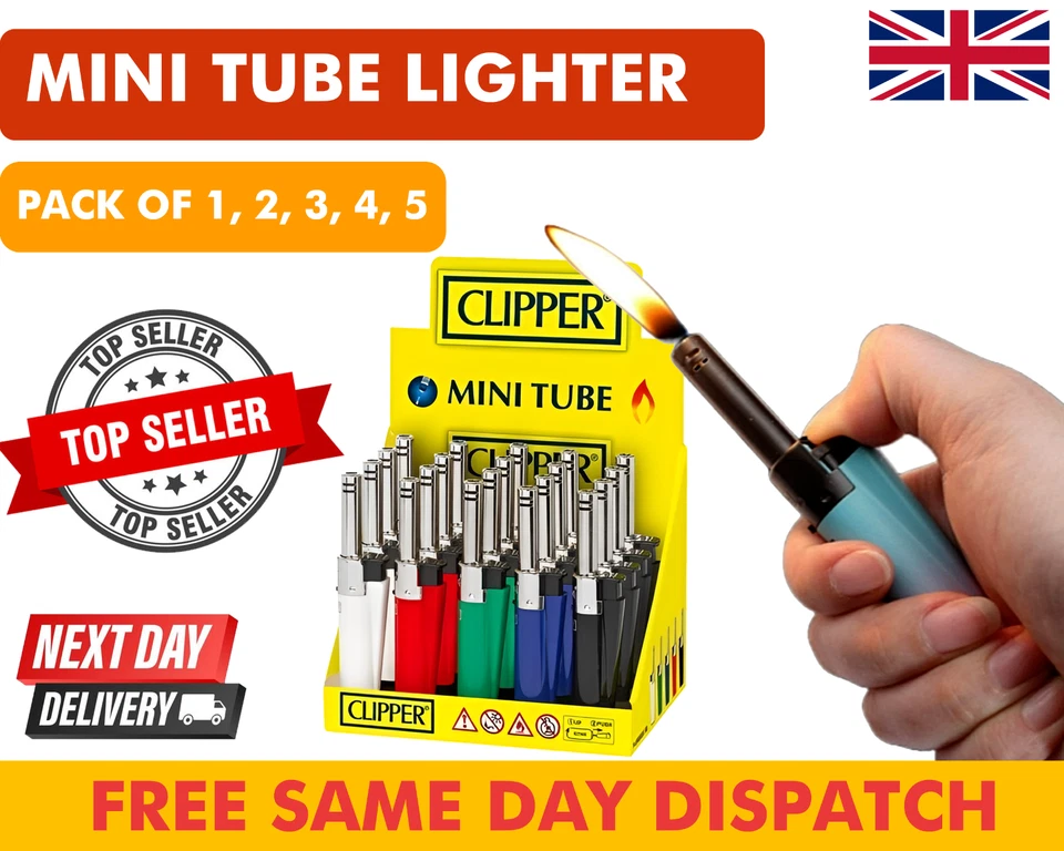 Clipper Mini Tube Lighter Refillable Gas Ideal for Candles BBQ Camping Kitchen