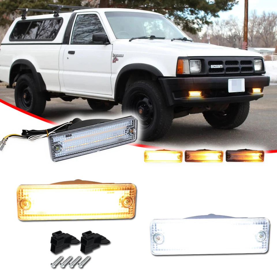 Luces de señal LED DRL transparentes para parachoques Switchback de 2 piezas para camioneta Mazda 323 626 Foto 3 de 4