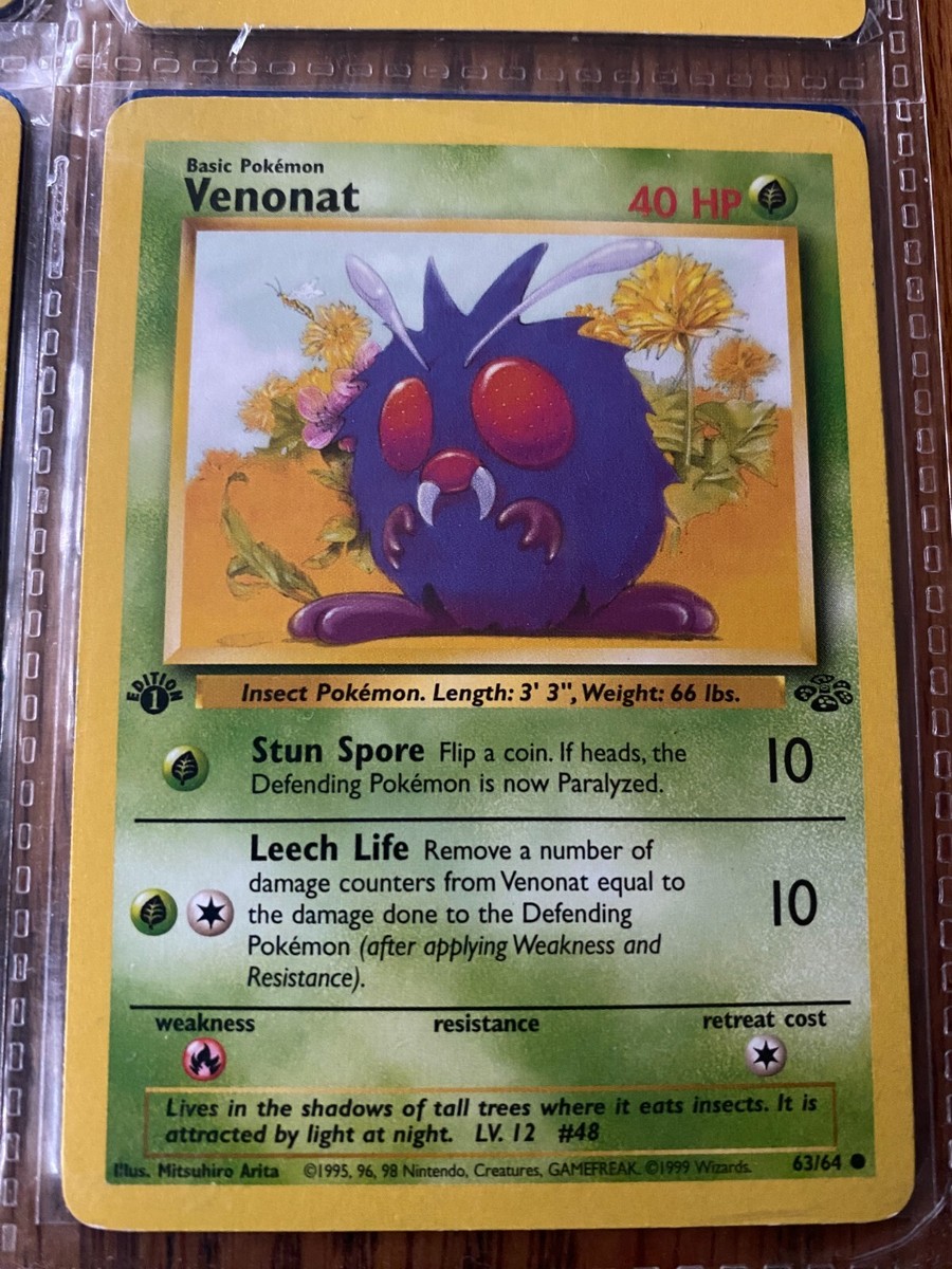 first edition venonat pokemon card Pokemon Venonat 1st Edition 63/64 Card