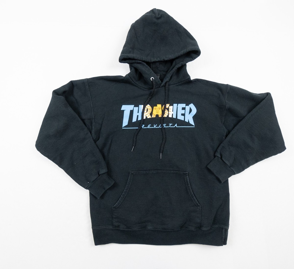 Thrasher Sweatshirt Men Small Black Hoodie Skateboarding Streetwear Sweater  FLAW