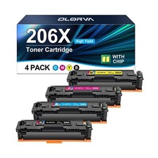206X Toner Cartridges 4 Packs High Yield 206A Black Cyan Yellow Magenta W/ Chip