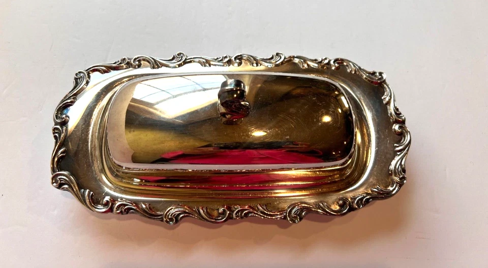 Prato de manteiga vintage Joanne prata década de 1960-Webster Wilcox Silver Plate Co - Imagem 2 de 4