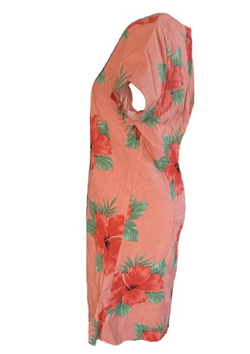 Vestido Sun Moda Casa de Playa Coral Floral Grande SS Cuello en V Lino Algodón Nuevo con etiquetas - Imagen 3 de 9