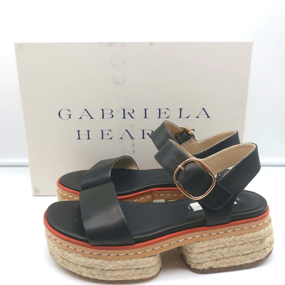Gabriela Hearst Platform Espadrille Sandals Ryka Black Leather Size 36 Ebay
