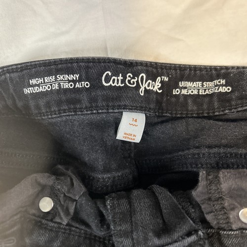 lot of 2 Cat and Jack high-rise skinny ultimate stretch girls Size 14 blk jeans - Picture 4 of 9
