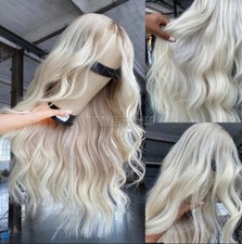 Peluca Rubia Platino con Raíces Oscuras Cuerpo Onda 13x4 Encaje Frontal Peluca Cabello Humano