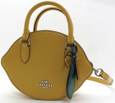 NWT COACH Crossgrain Leather Lemon Shape Crossbody/Satchel Bag Honeycomb Yellow