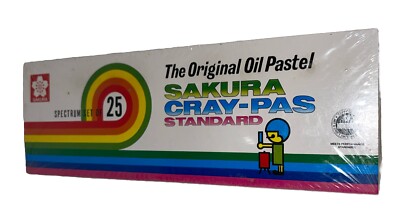 Vintage Set of 25 Sakura CRAY-PAS Oil Pastel Colors Crayons In Box Japan