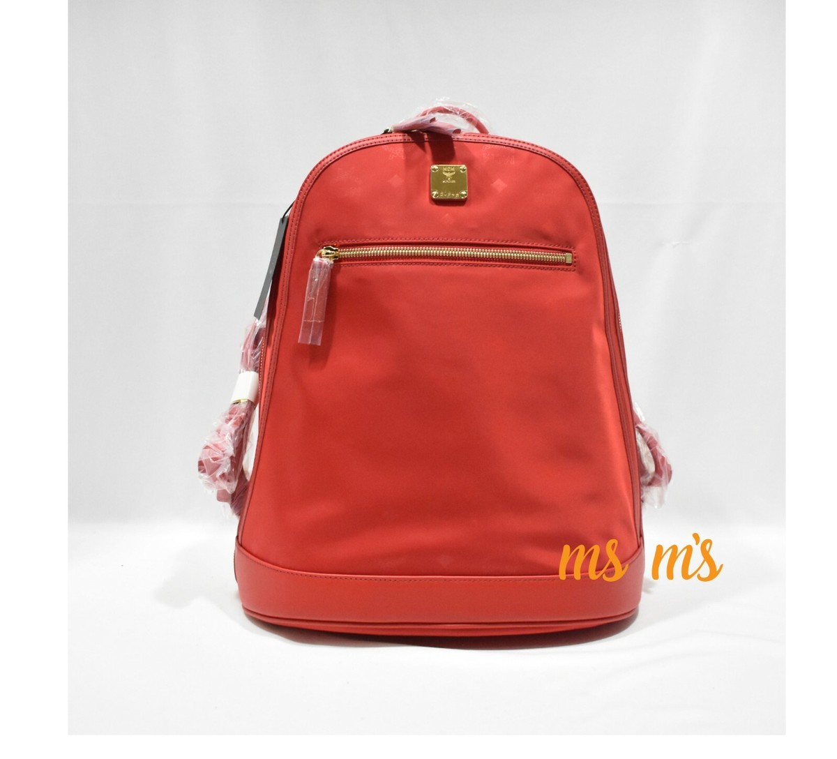 NWT MCM Large RED Nylon Logo Backpack MCM Large Size Backpack | Mercari main image 4