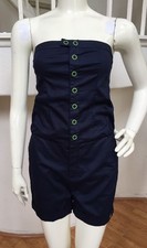 Pagliaccetto Skunkfunk NUOVO blu navy senza spalline a scatto davanti cotone/spandex nuovo con etichette! Tg. 1