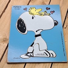 Vintage 1965 Playskool Snoopy  Woodstock  GOOD GRIEF  7-Piece Wood Puzzle