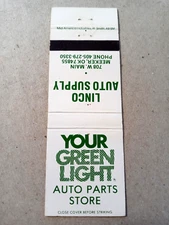 Vintage Matchbook: Green Light Auto Parts, Linco Supply, Meeker, OK