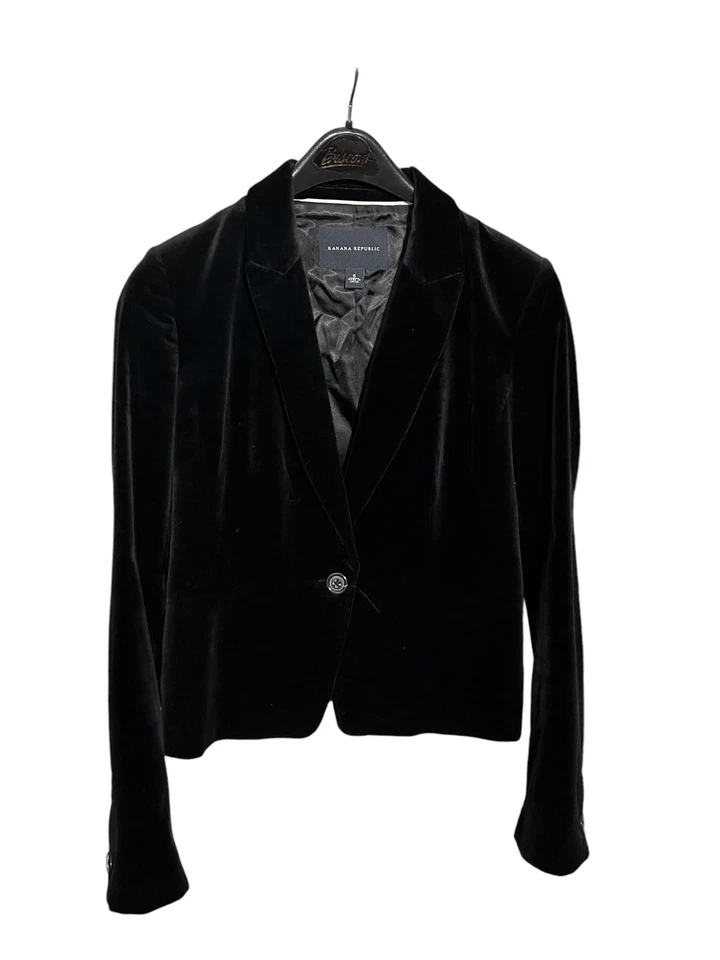 Blazer BANANA REPUBLIC Mujer (6) Terciopelo Negro 100% Algodón + Suéter CK Bonus Foto 3 de 4