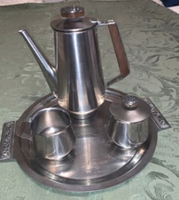 International Japan Vintage MCM 18-8 Stainless 5-Pc Coffee Set