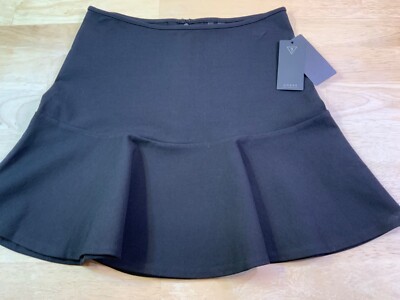 GUESS Women's Lexie Flounce Skirt - Asymmetrical Hem Faux Leather Ruffle Skirt With Back Zipper