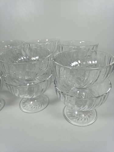 12 X Luminarc France Sorbet Ice Dessert Footed Dish Bowl Swirl Design Glass. - Picture 18 of 24