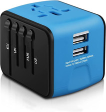 Universal Travel Adapter, All-In-One International Power Adapter with 2.4A Dual