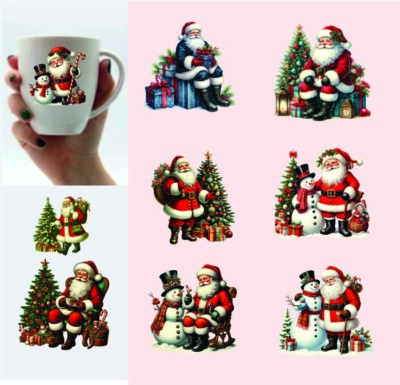 9x bunt gemischt Weihnachten Weihnachtsmann//Vinyl Aufkleber/Decal/Tumbler/Wein Party