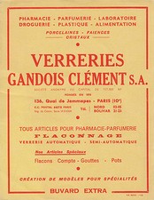 Buvard vintage verreries Gandois Clément S.A