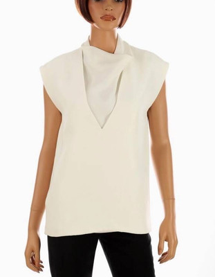 NEW CELINE IVORY VISCOSA SILK LUXURY RUNWAY SOLD OUT TOP BLOUSE SHIRT 40/8